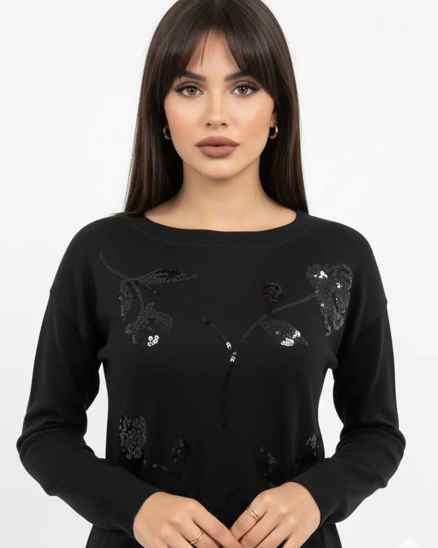 Maglia girocollo con paillettes DORABELLA