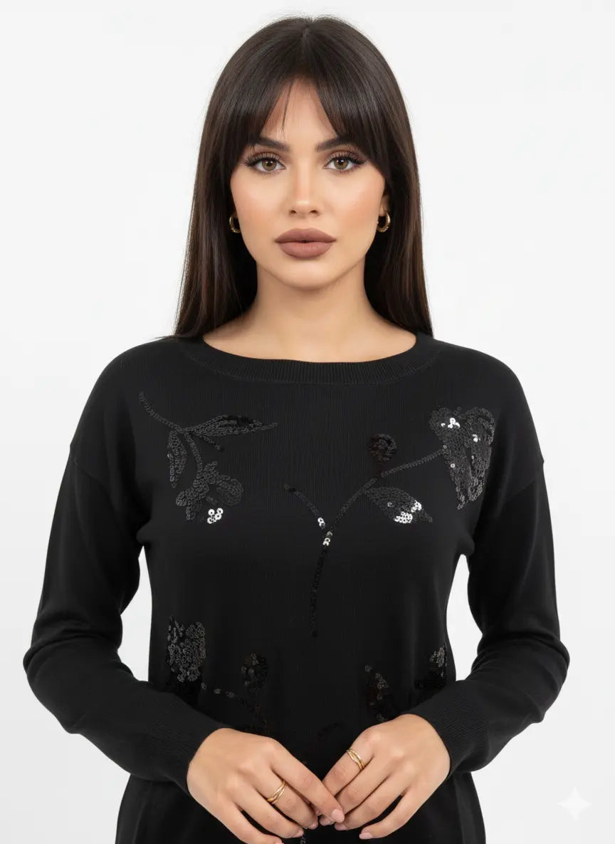 Maglia girocollo con paillettes DORABELLA