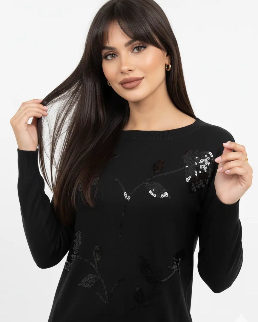 Maglia girocollo con paillettes DORABELLA