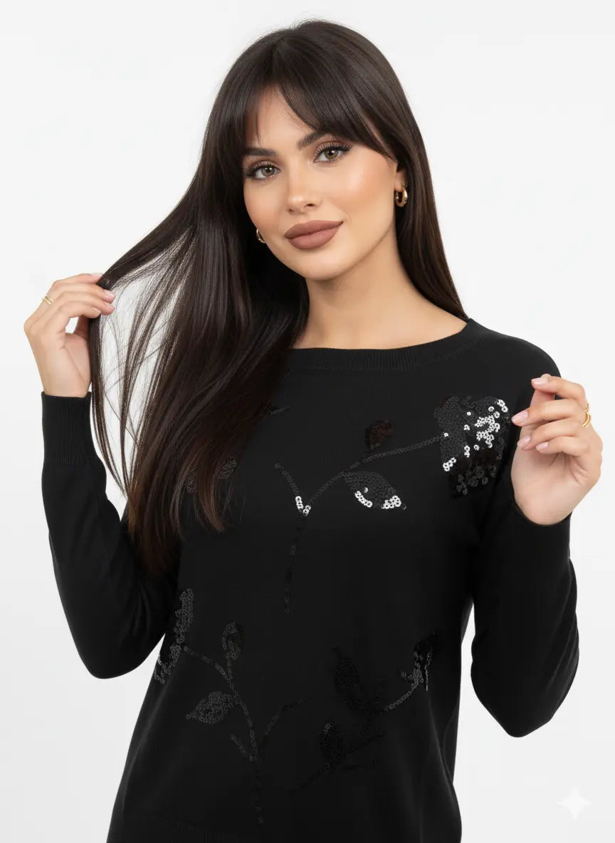 Maglia girocollo con paillettes DORABELLA