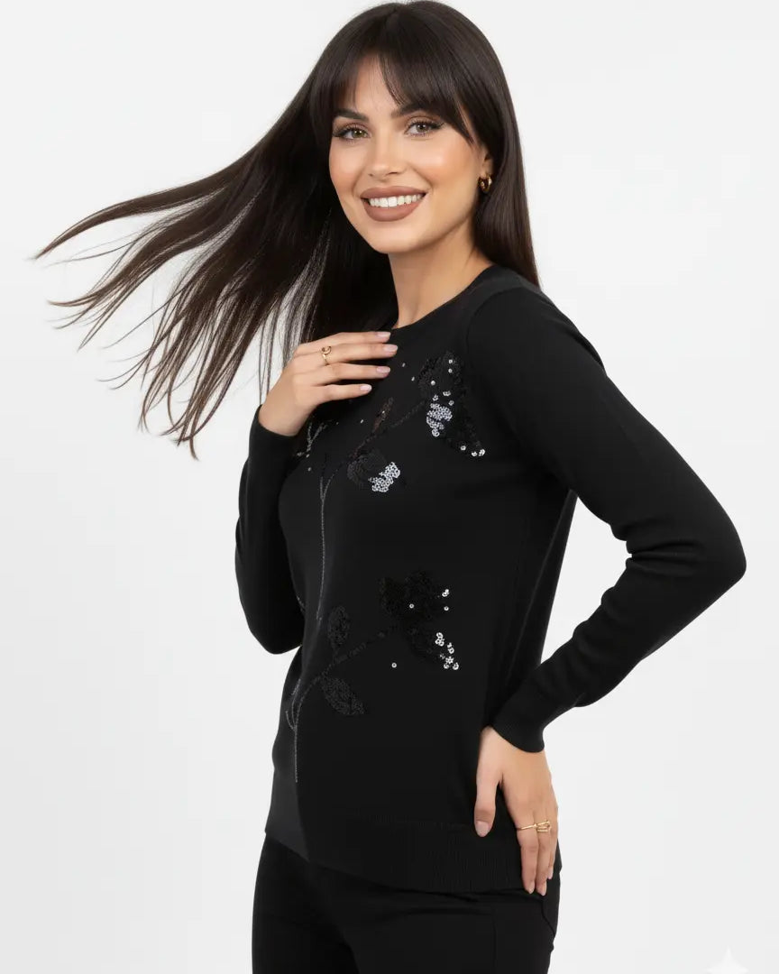 Maglia girocollo con paillettes DORABELLA