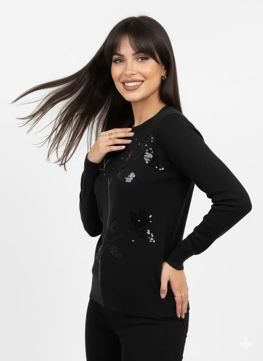 Maglia girocollo con paillettes DORABELLA