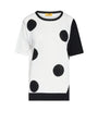 Maglia girocollo con pois e inserti a contrasto BIANCO DORABELLA PIU'