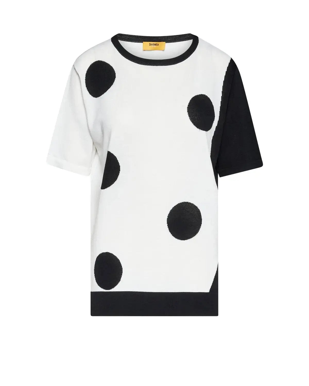 Maglia girocollo con pois e inserti a contrasto BIANCO DORABELLA PIU'