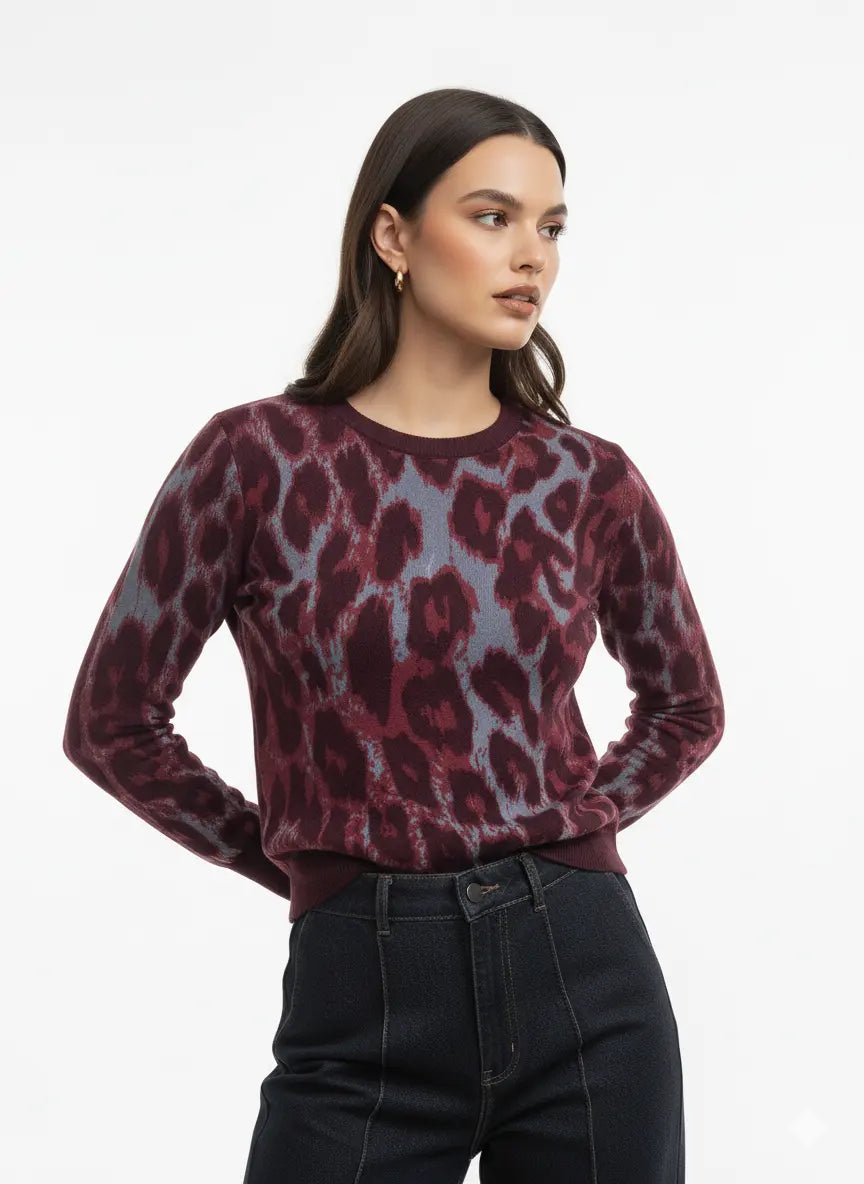 Maglia girocollo con profili a contrasto DORABELLA