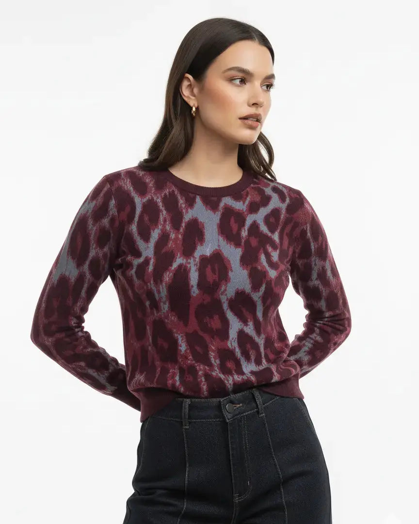 Maglia girocollo con profili a contrasto DORABELLA