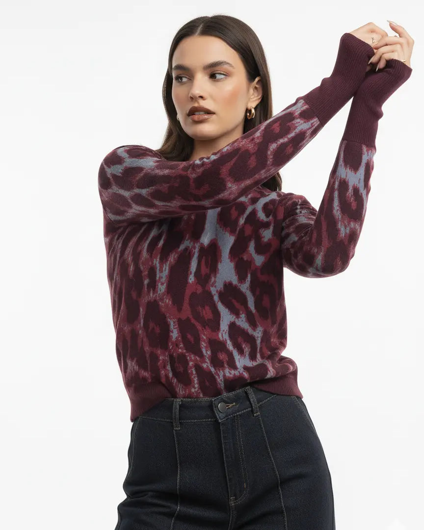 Maglia girocollo con profili a contrasto DORABELLA