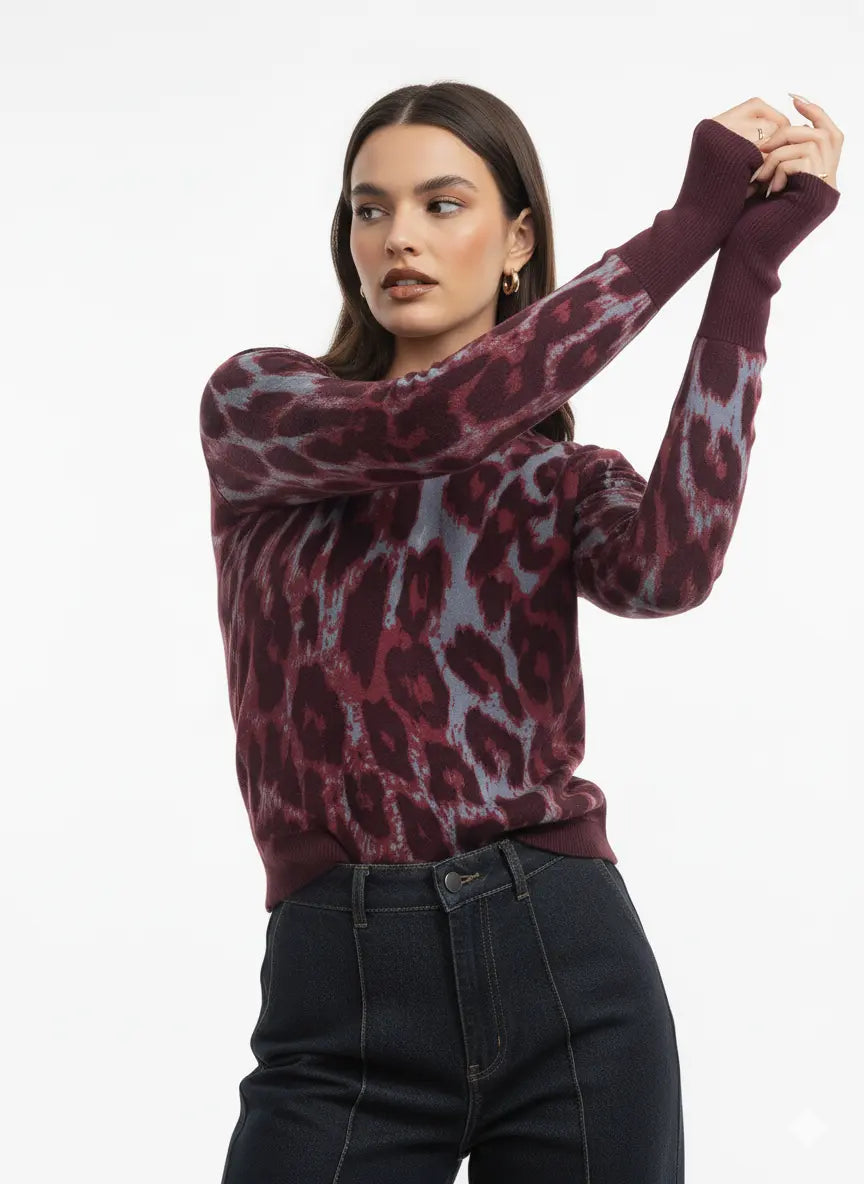 Maglia girocollo con profili a contrasto DORABELLA