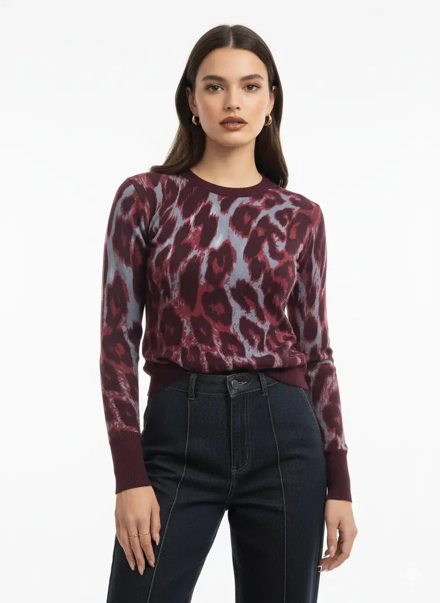 Maglia girocollo con profili a contrasto DORABELLA