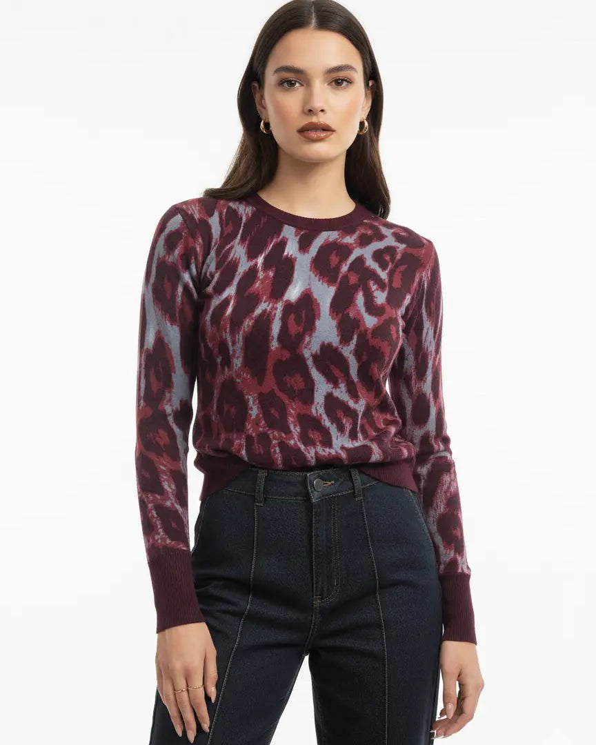 Maglia girocollo con profili a contrasto DORABELLA