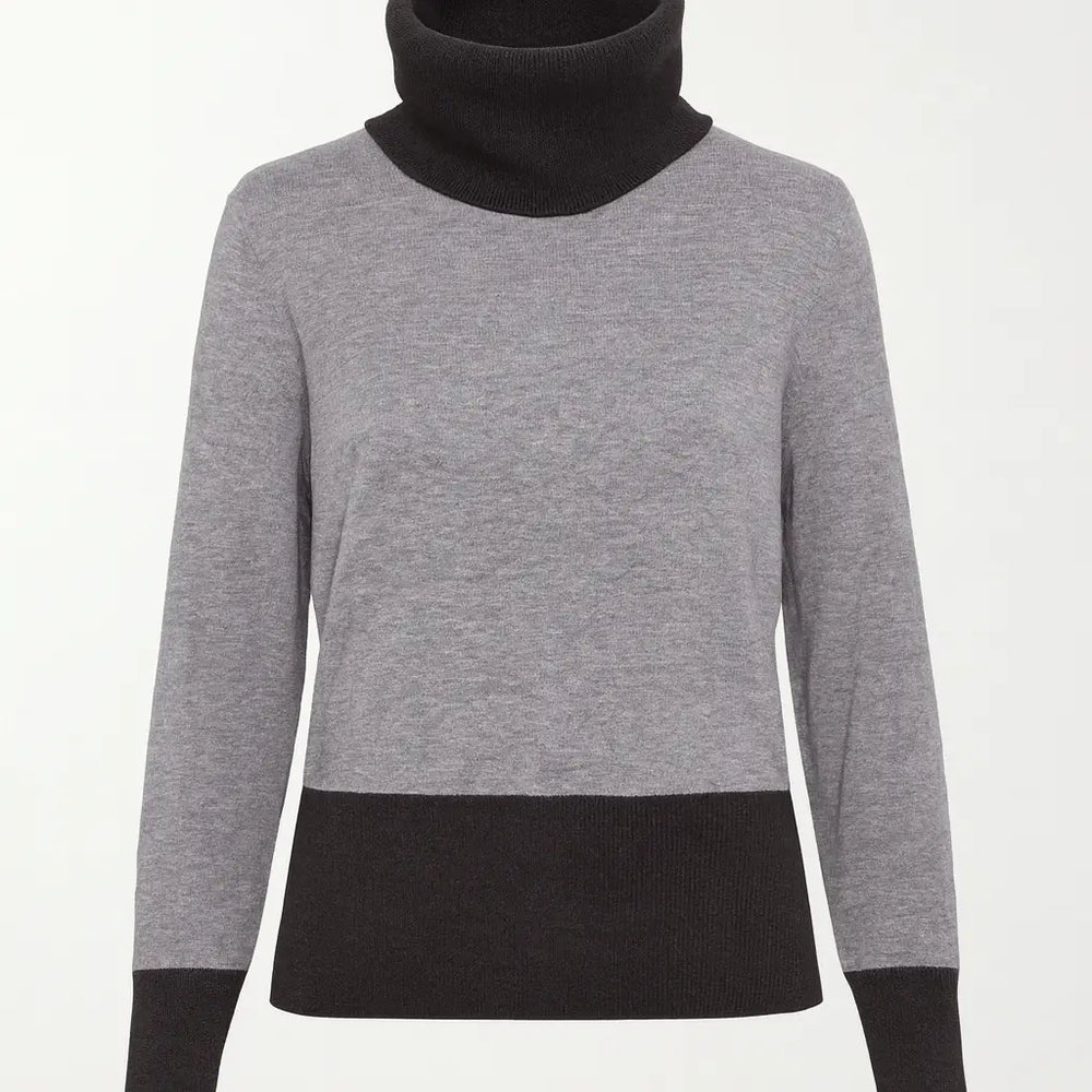 Maglia girocollo con profili a contrasto e collo staccabile DORABELLA