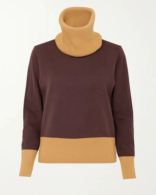 Maglia girocollo con profili a contrasto e collo staccabile DORABELLA