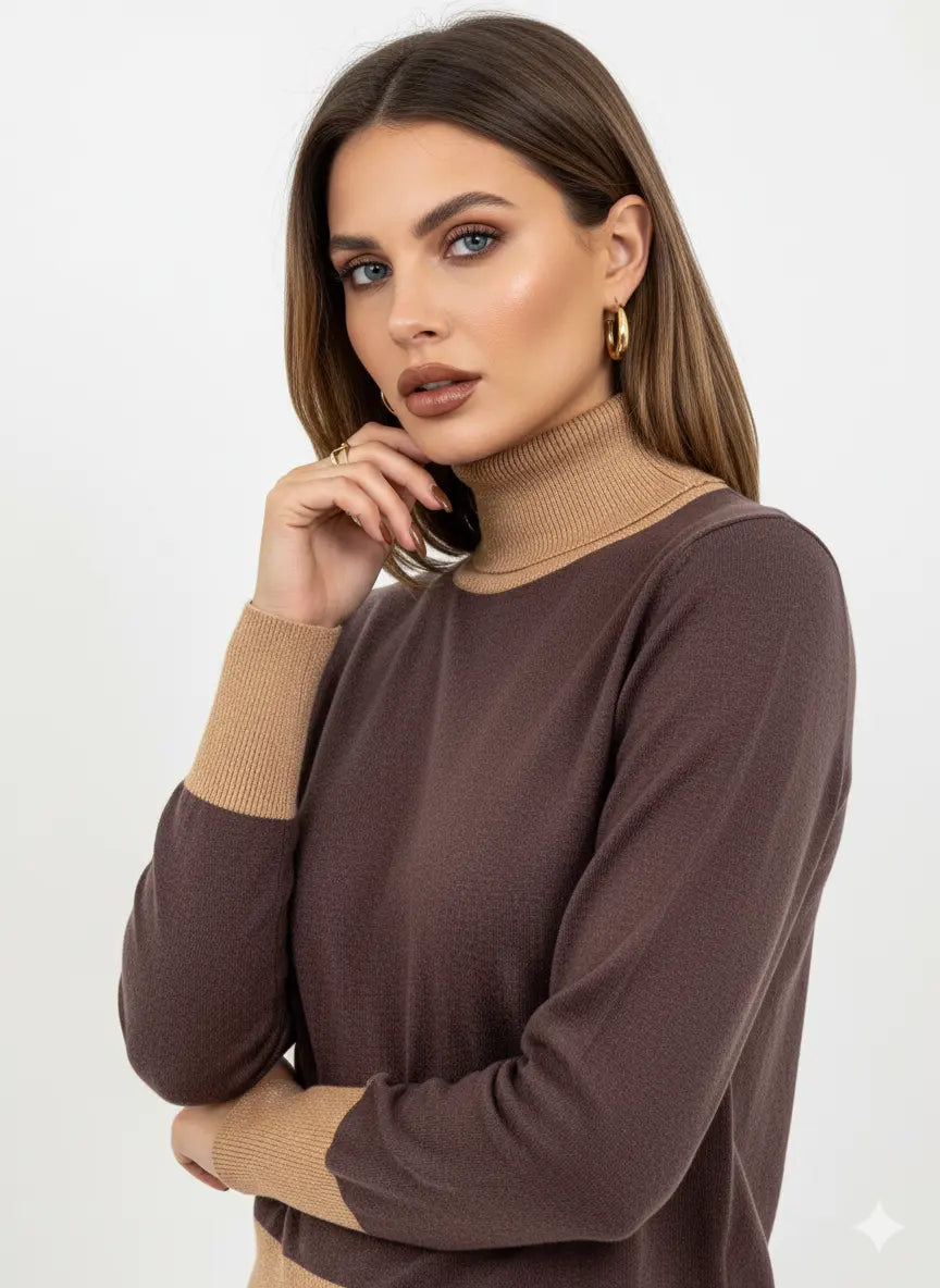 Maglia girocollo con profili a contrasto e collo staccabile DORABELLA