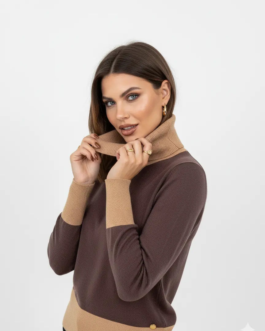 Maglia girocollo con profili a contrasto e collo staccabile DORABELLA