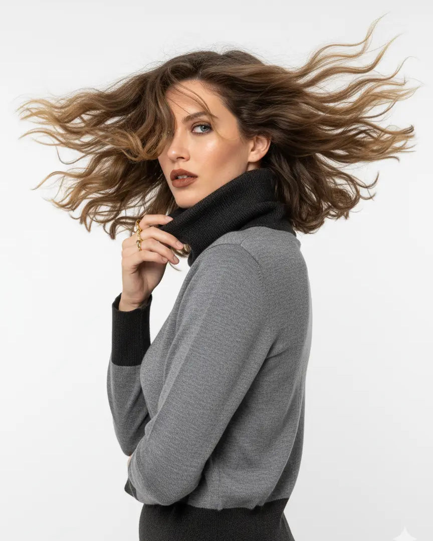 Maglia girocollo con profili a contrasto e collo staccabile DORABELLA