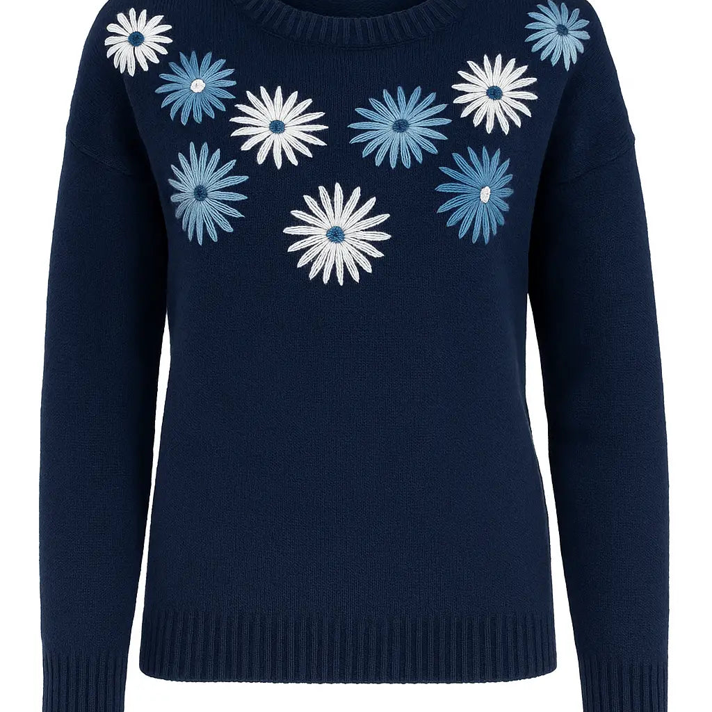 Maglia girocollo con ricamo fiori DORABELLA