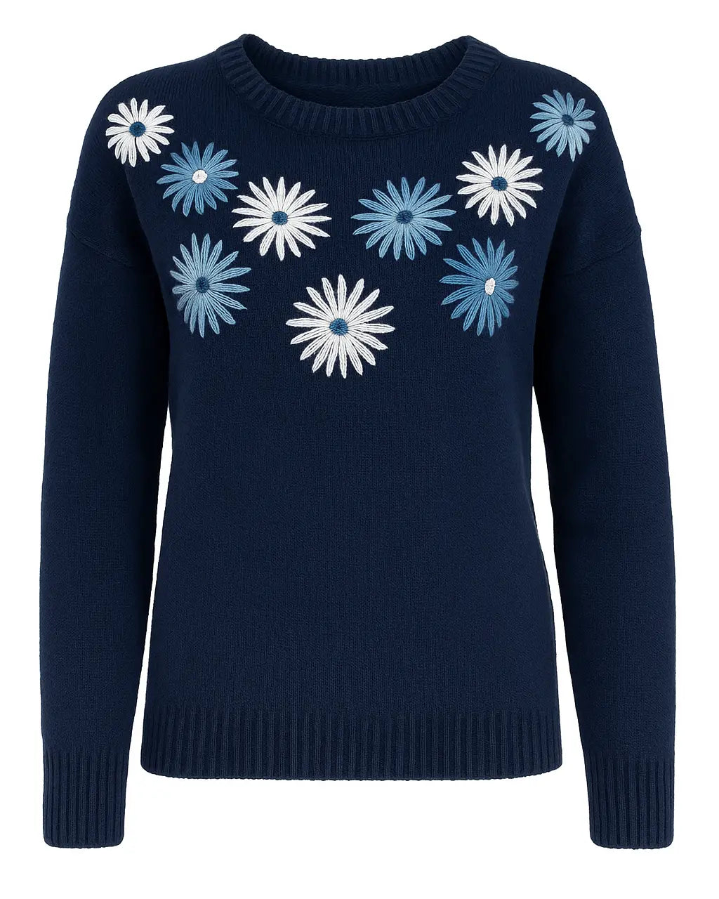 Maglia girocollo con ricamo fiori DORABELLA