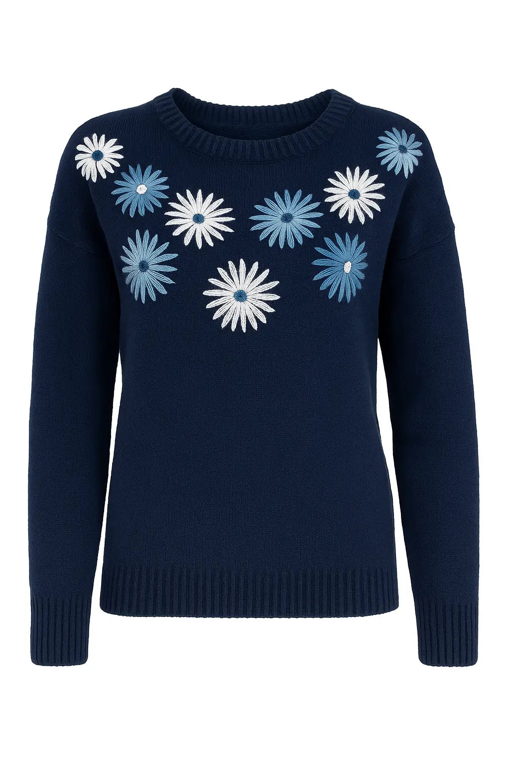 Maglia girocollo con ricamo fiori DORABELLA