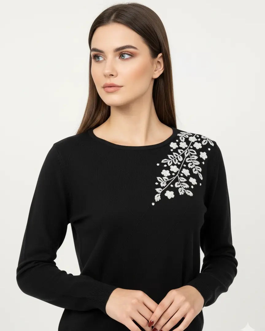 Maglia girocollo con ricamo in lurex DORABELLA