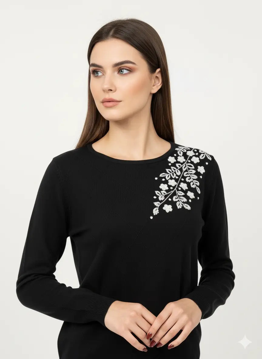 Maglia girocollo con ricamo in lurex DORABELLA