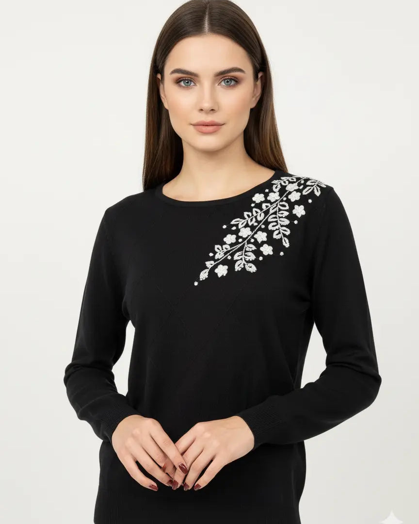 Maglia girocollo con ricamo in lurex DORABELLA