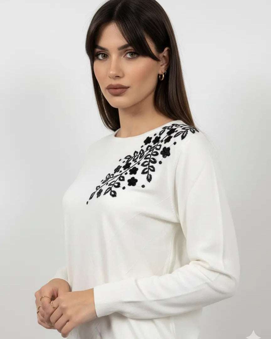 Maglia girocollo con ricamo in lurex DORABELLA