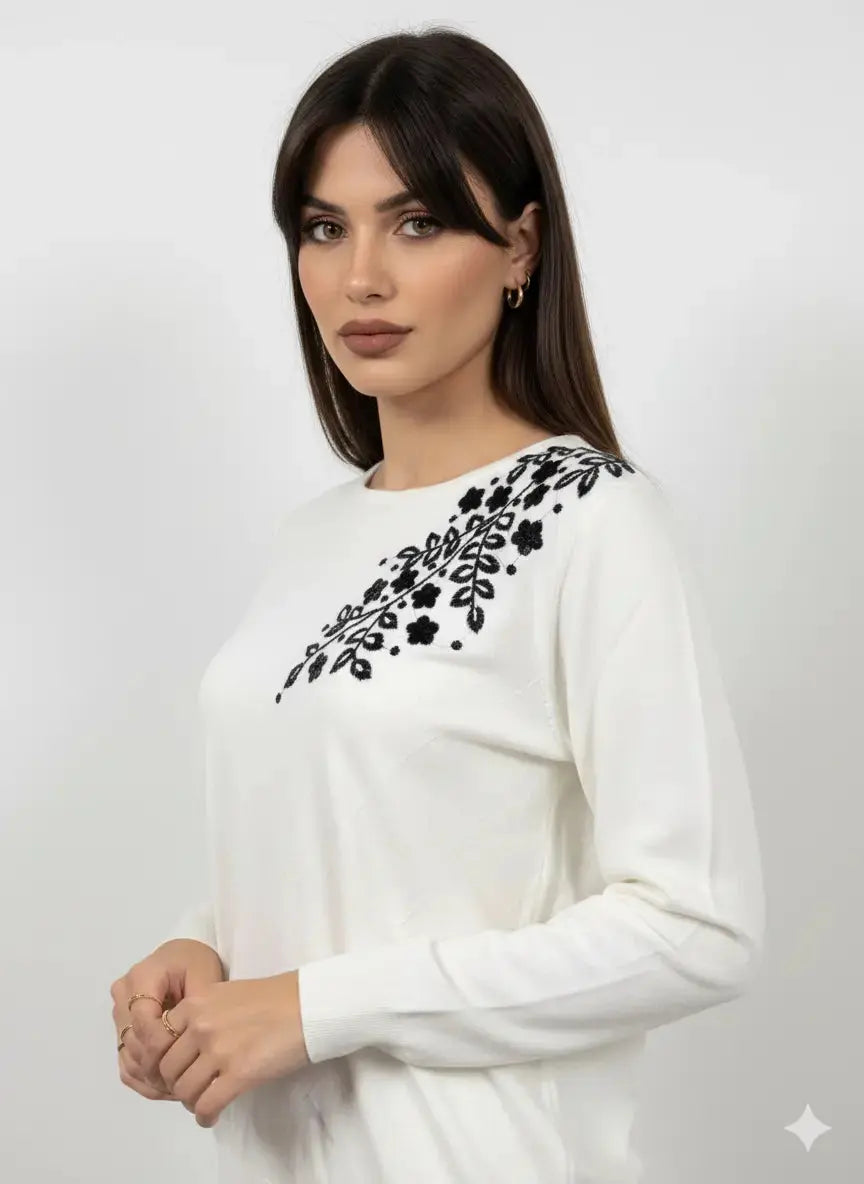 Maglia girocollo con ricamo in lurex DORABELLA