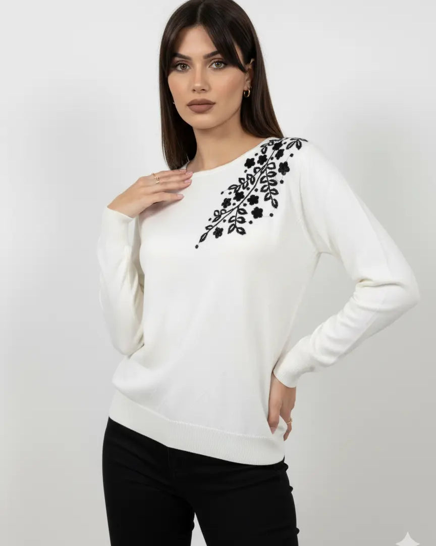 Maglia girocollo con ricamo in lurex DORABELLA