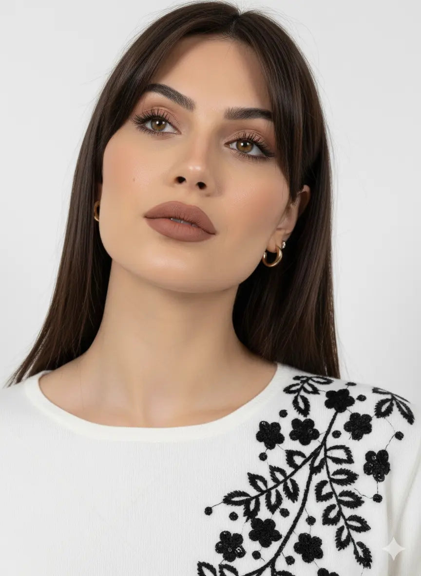 Maglia girocollo con ricamo in lurex DORABELLA