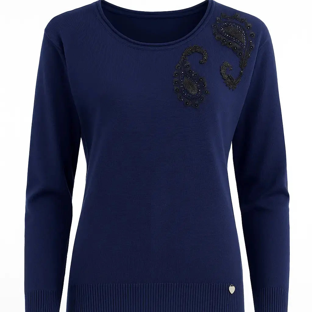Maglia girocollo con ricamo kashmir DORABELLA PIU'