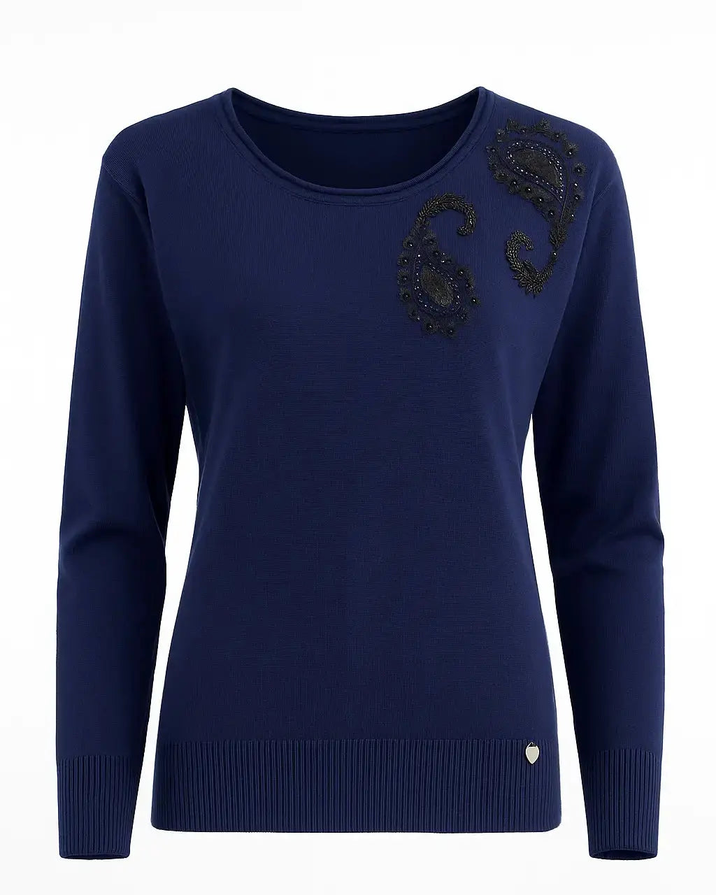 Maglia girocollo con ricamo kashmir DORABELLA PIU'