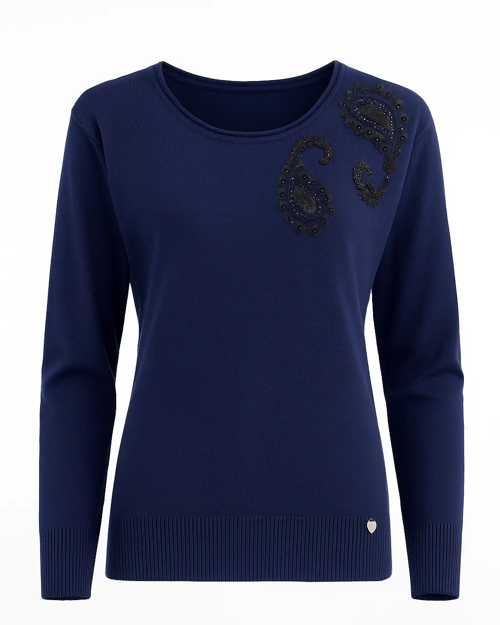 Maglia girocollo con ricamo kashmir DORABELLA PIU'