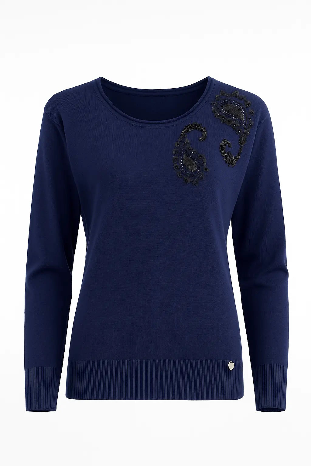 Maglia girocollo con ricamo kashmir DORABELLA PIU'