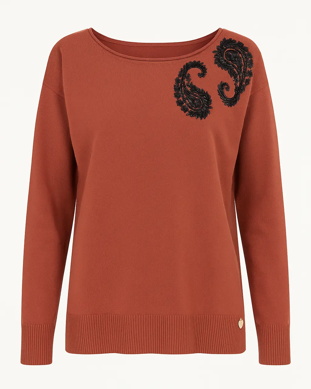 Maglia girocollo con ricamo kashmir DORABELLA PIU'