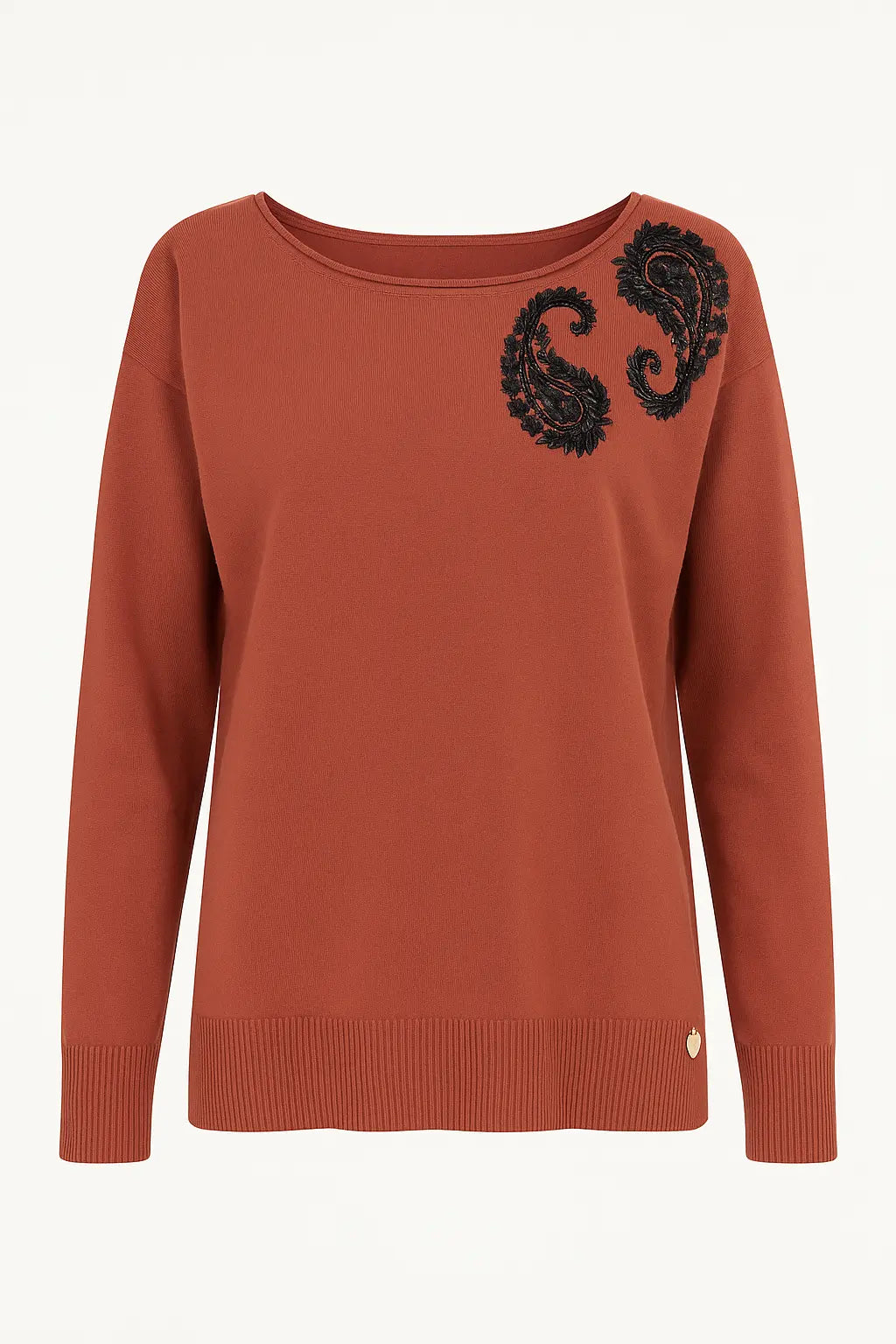 Maglia girocollo con ricamo kashmir DORABELLA PIU'