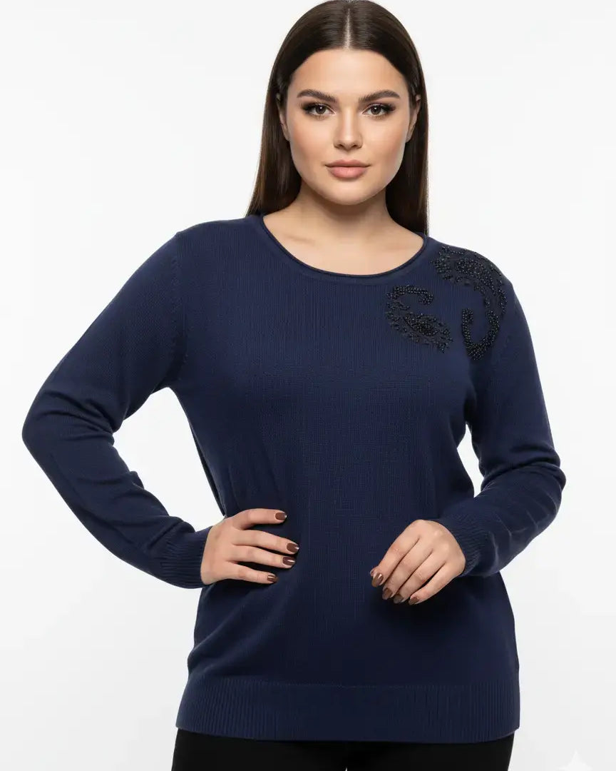 Maglia girocollo con ricamo kashmir DORABELLA PIU'