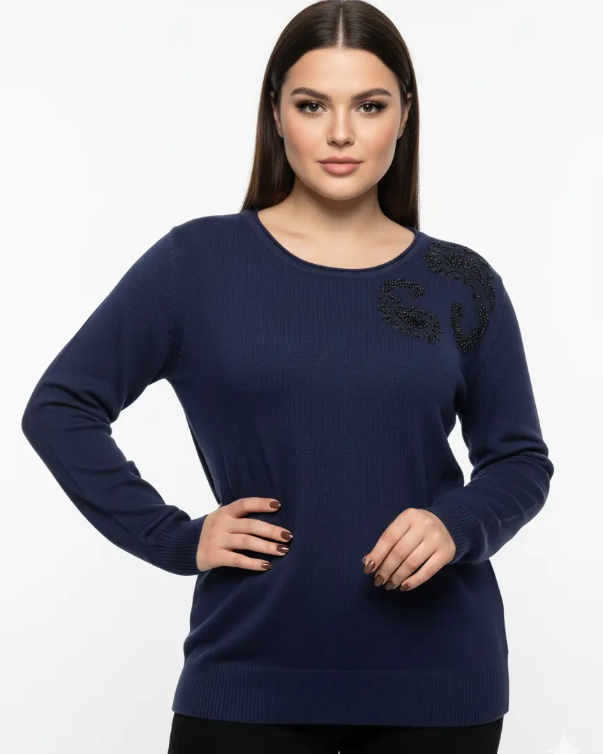 Maglia girocollo con ricamo kashmir DORABELLA PIU'