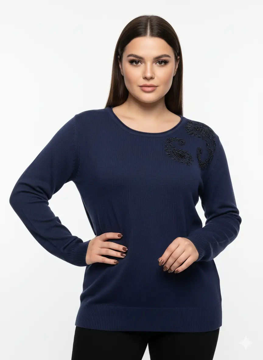 Maglia girocollo con ricamo kashmir DORABELLA PIU'