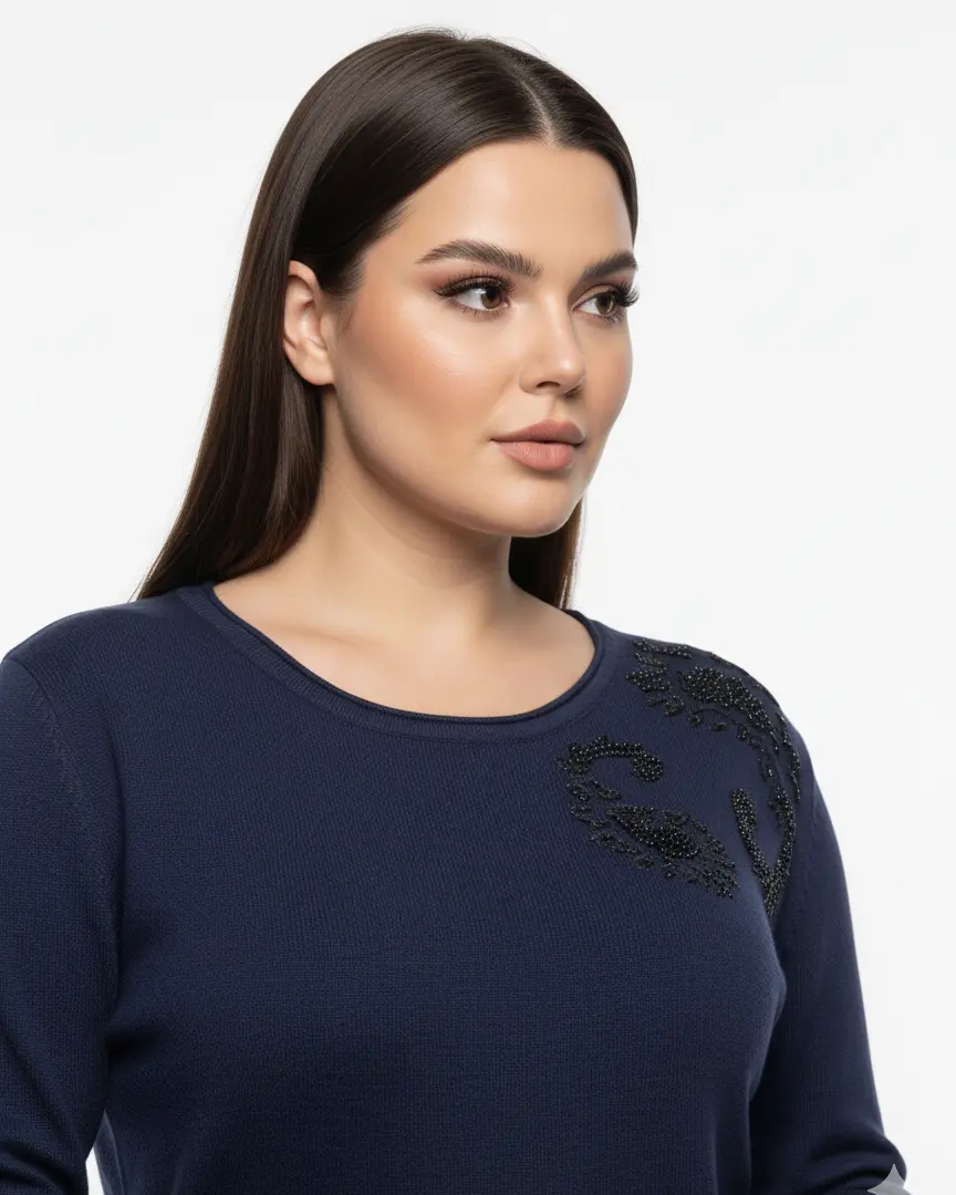 Maglia girocollo con ricamo kashmir DORABELLA PIU'