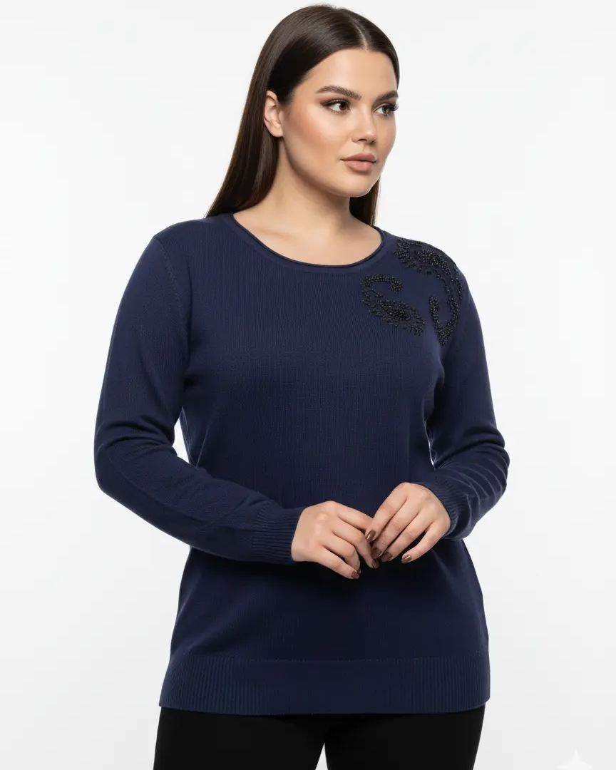 Maglia girocollo con ricamo kashmir DORABELLA PIU'