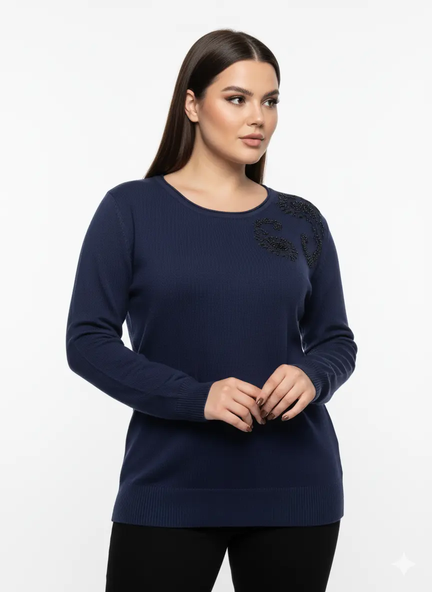 Maglia girocollo con ricamo kashmir DORABELLA PIU'