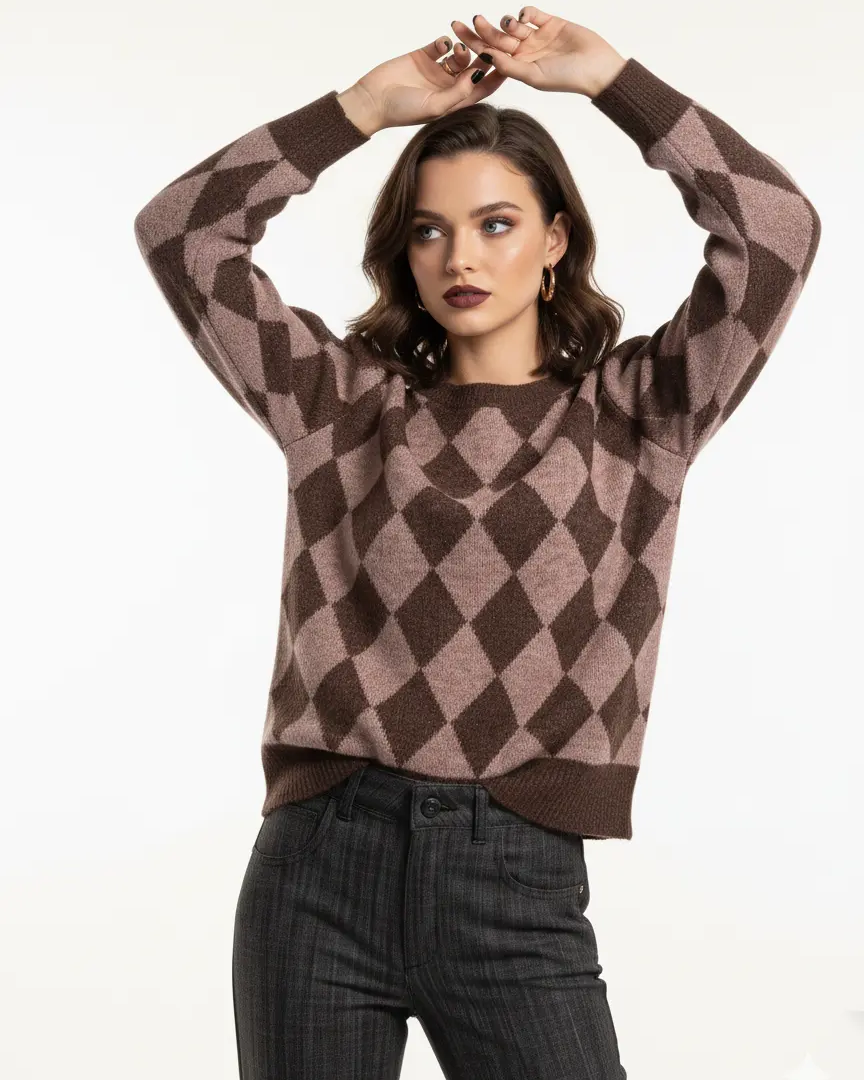 Maglia girocollo con rombi DORABELLA