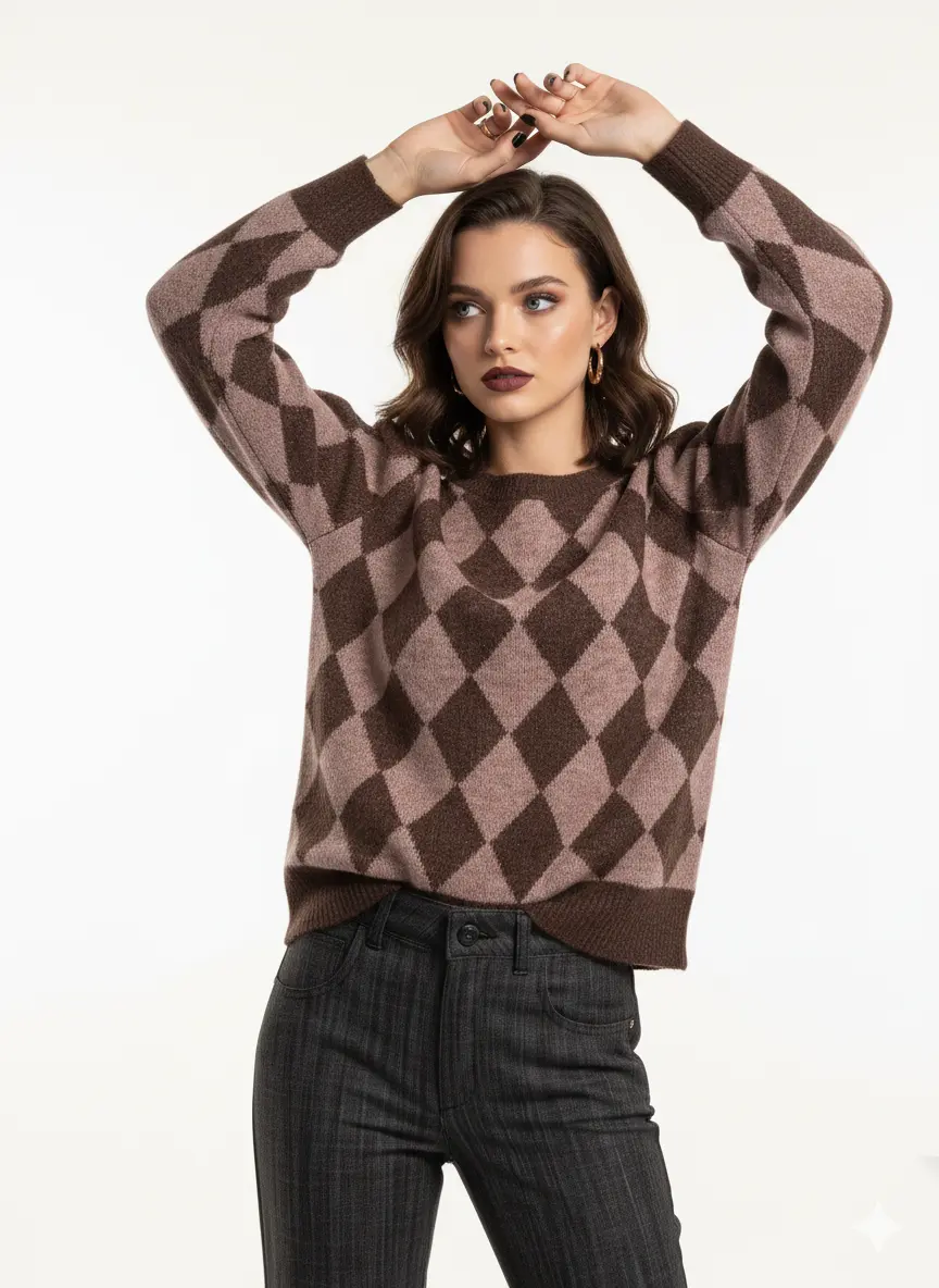 Maglia girocollo con rombi DORABELLA