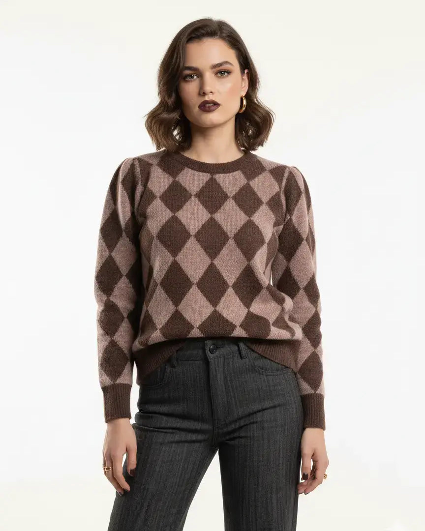 Maglia girocollo con rombi DORABELLA