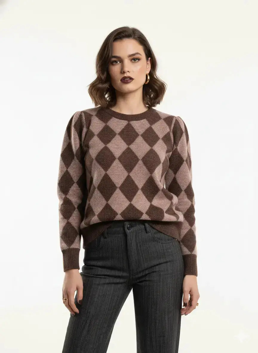 Maglia girocollo con rombi DORABELLA
