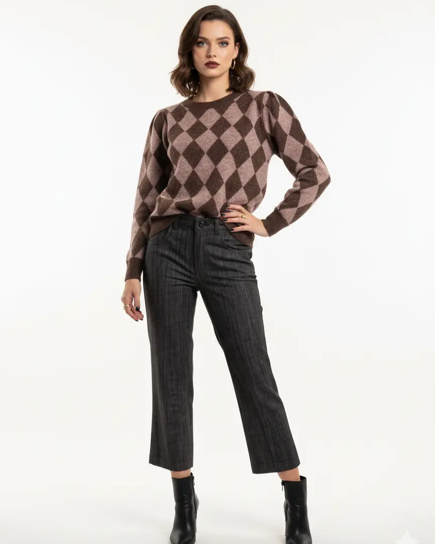 Maglia girocollo con rombi DORABELLA