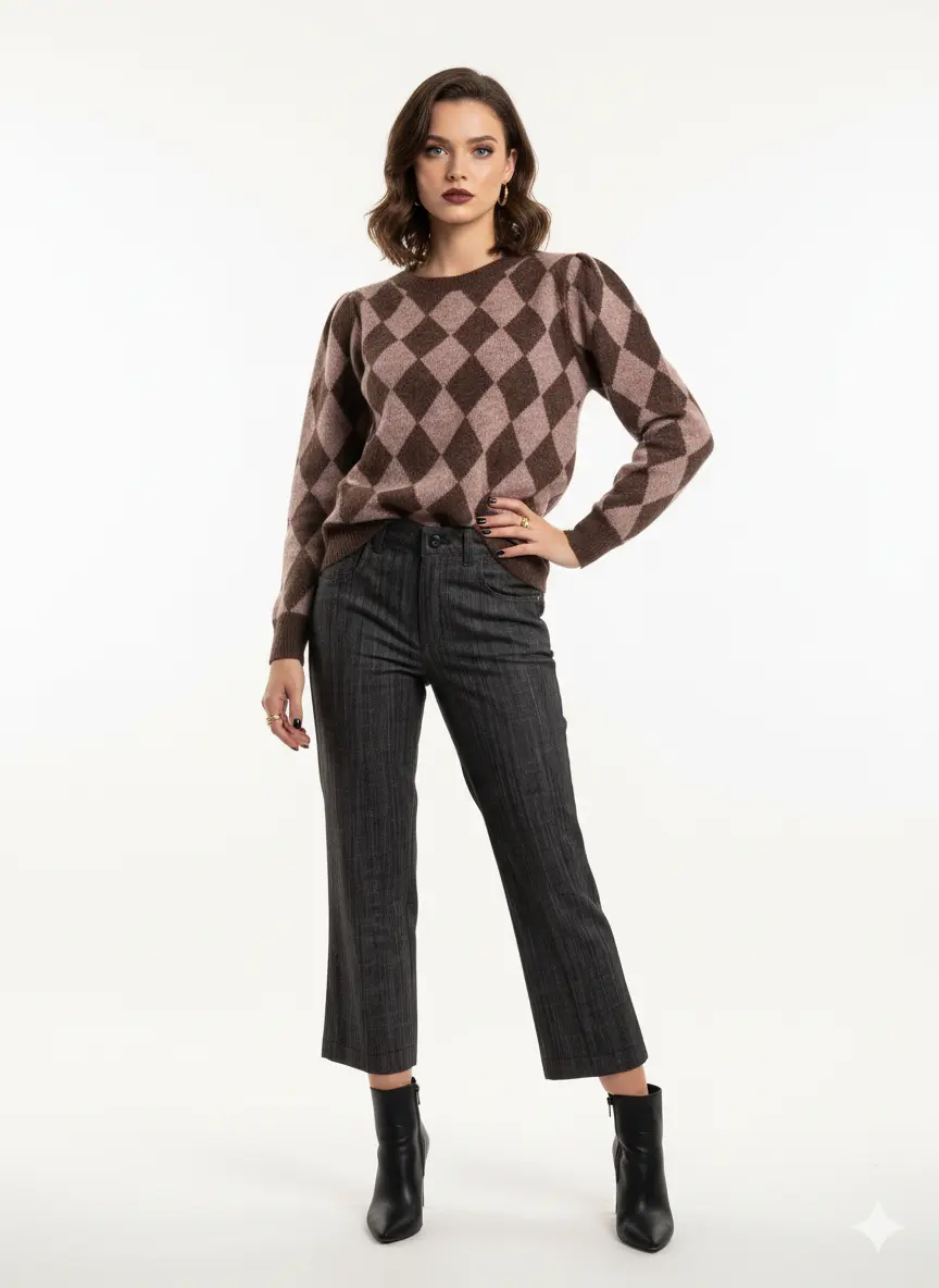 Maglia girocollo con rombi DORABELLA