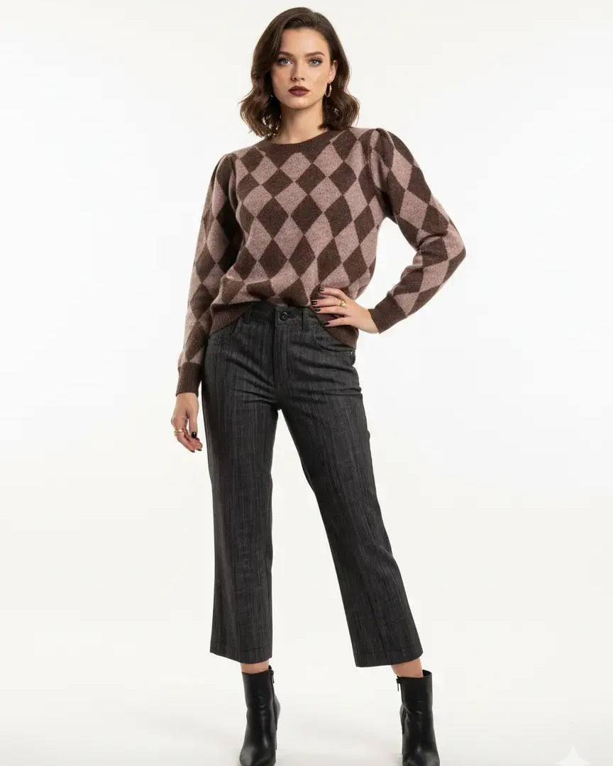 Maglia girocollo con rombi DORABELLA