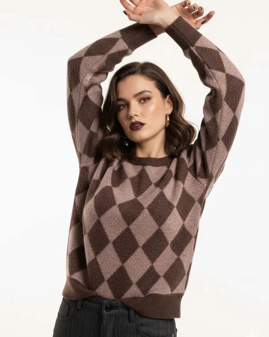 Maglia girocollo con rombi DORABELLA