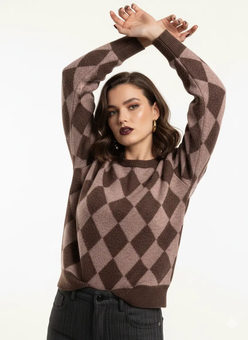 Maglia girocollo con rombi DORABELLA